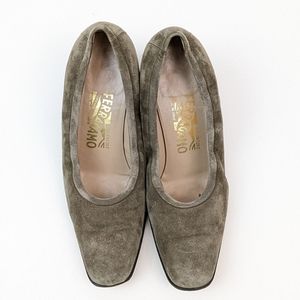 Salvatore Ferragamo Taupe Suede Heels